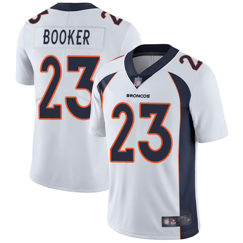 Men Denver Broncos #23 Devontae Booker White Vapor Untouchable Limited Player Football NFL Jersey->denver broncos->NFL Jersey